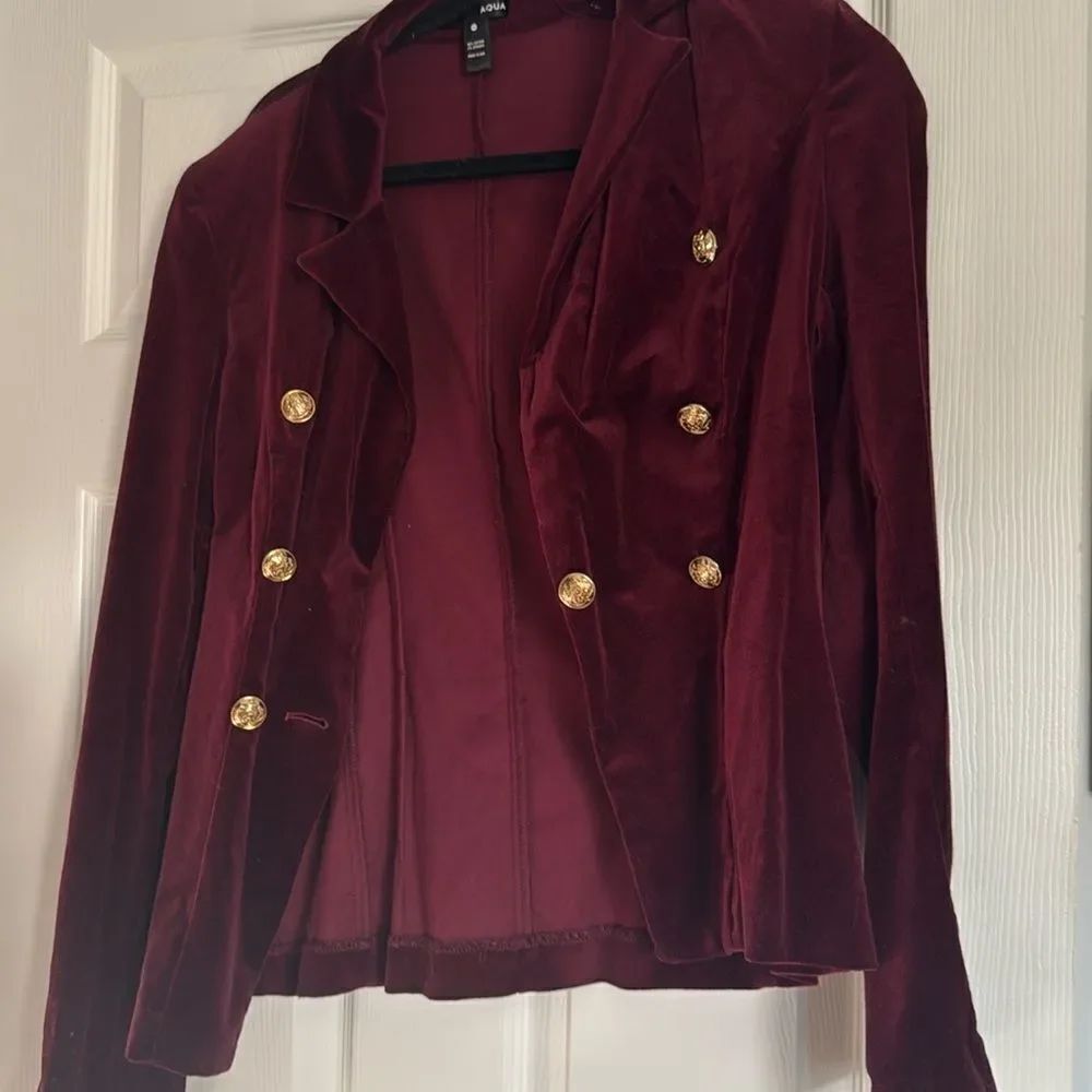 Maroon Velvet Gold Button Blazer - NWOT - Aqua - Size Medium